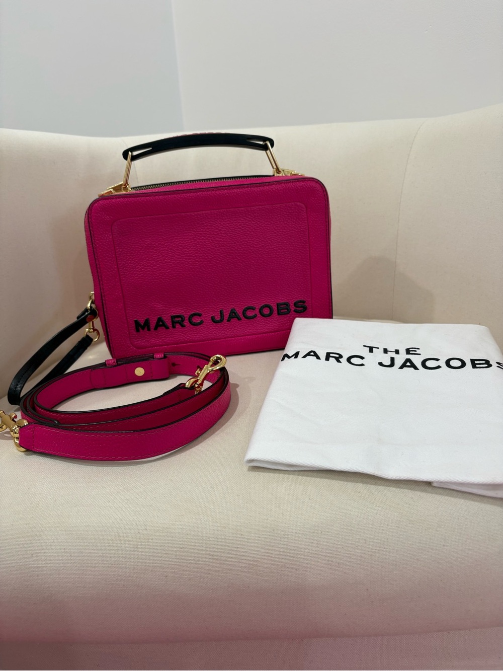 Marc Jacobs The Box 20 Leather Crossbody Bag - Hot Pink / Diva Pink